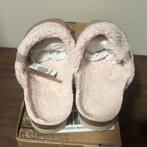 GENUINS Clog Pink Suede Faux Sherpa Cozy Slip On Slipper Slide Shoes - Picture 5 of 6